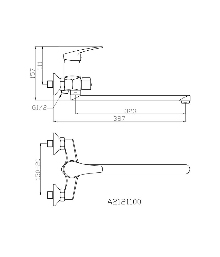 Смеситель для ванны Agger Exact A2121100